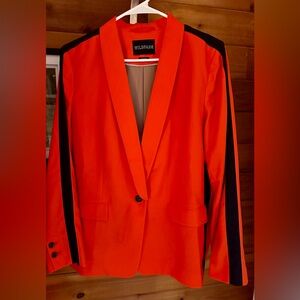 Wildfang Empower colorblock Tux blazer & Slim cropped pant Orange with black